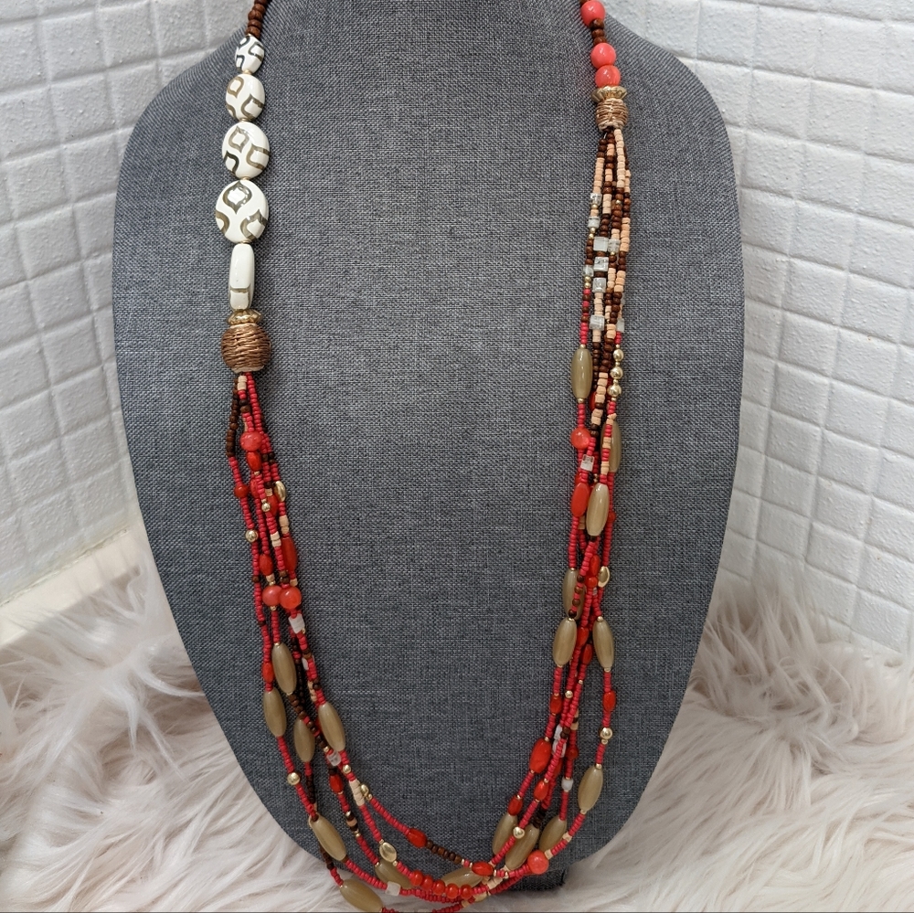 Colorful Bohemian Multi-strand Seed Bead Necklace